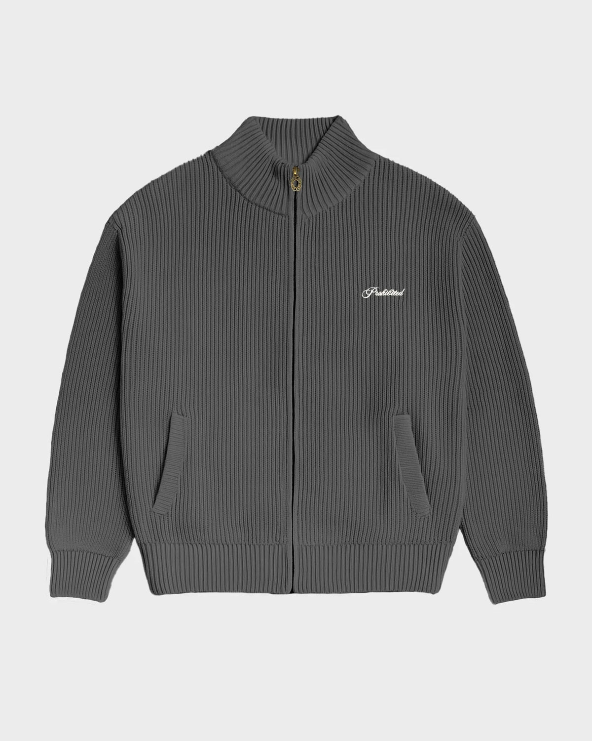 Prohibited Campus Knit Jacket Dark Grey