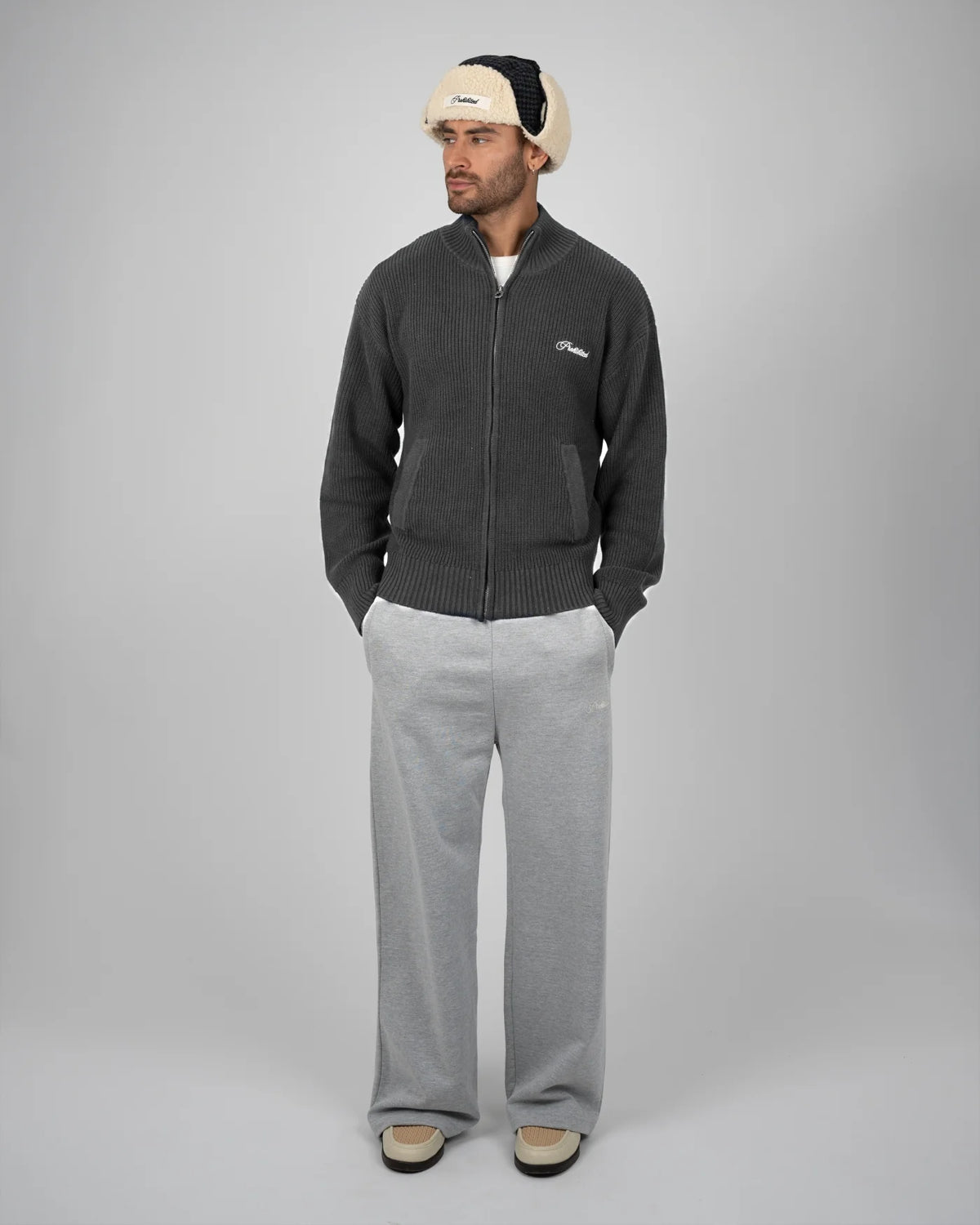 Prohibited Campus Knit Jacket Dark Grey