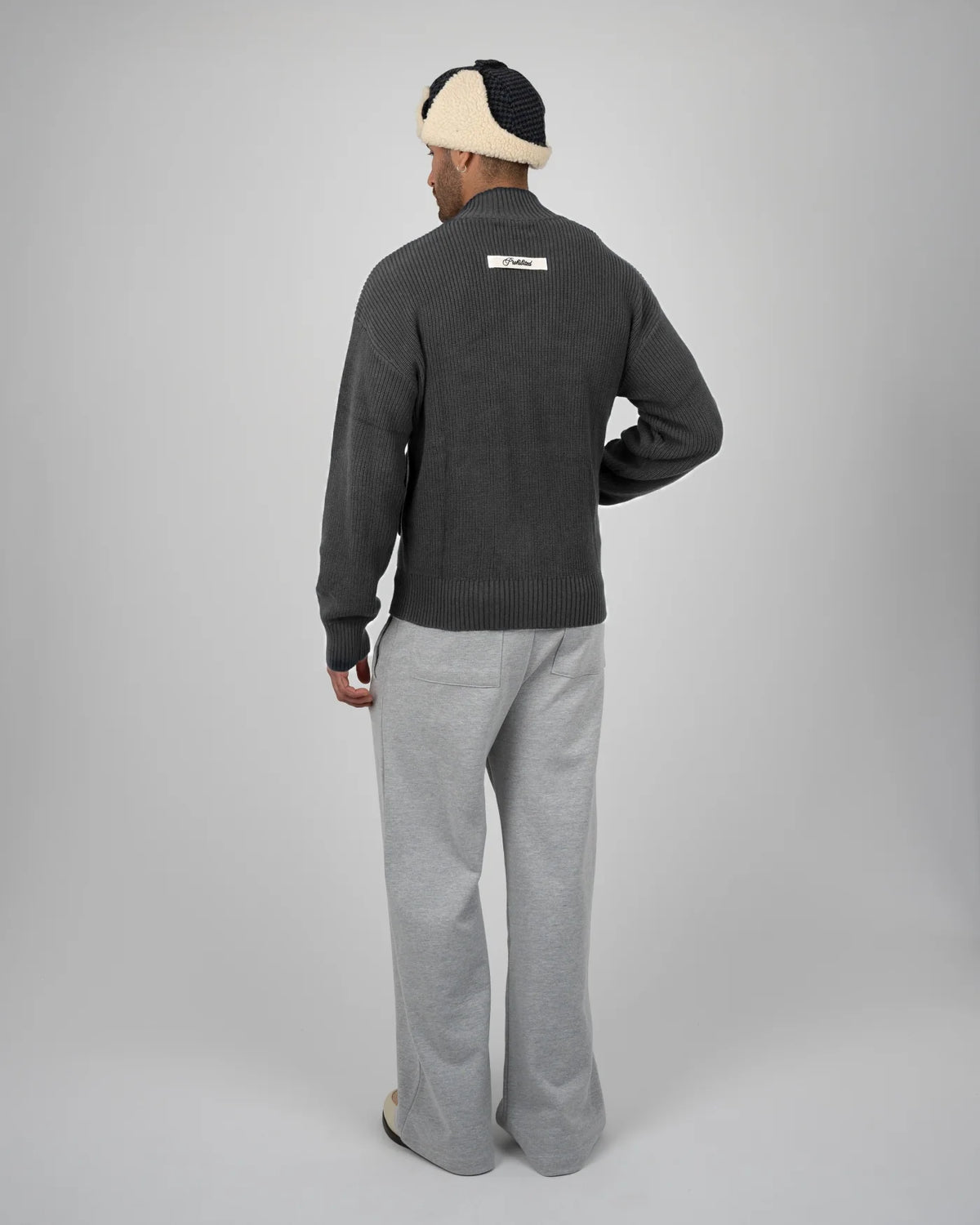 Prohibited Campus Knit Jacket Dark Grey