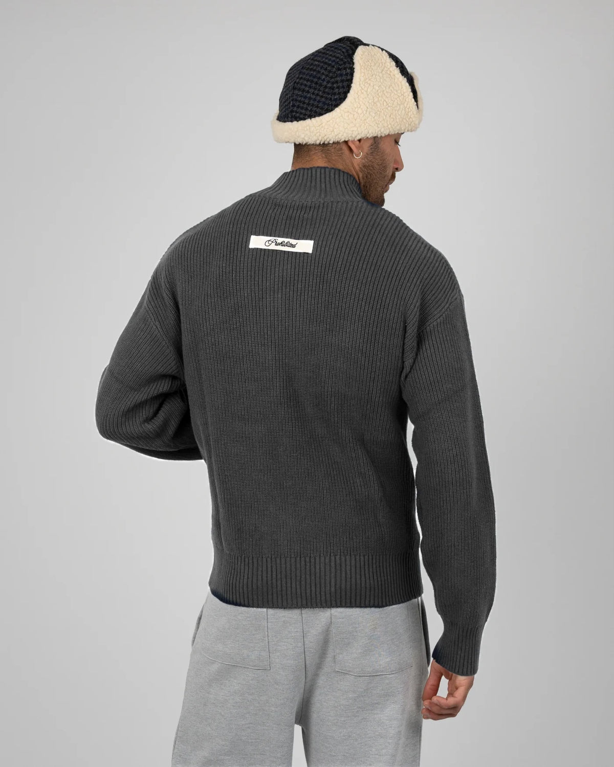 Prohibited Campus Knit Jacket Dark Grey