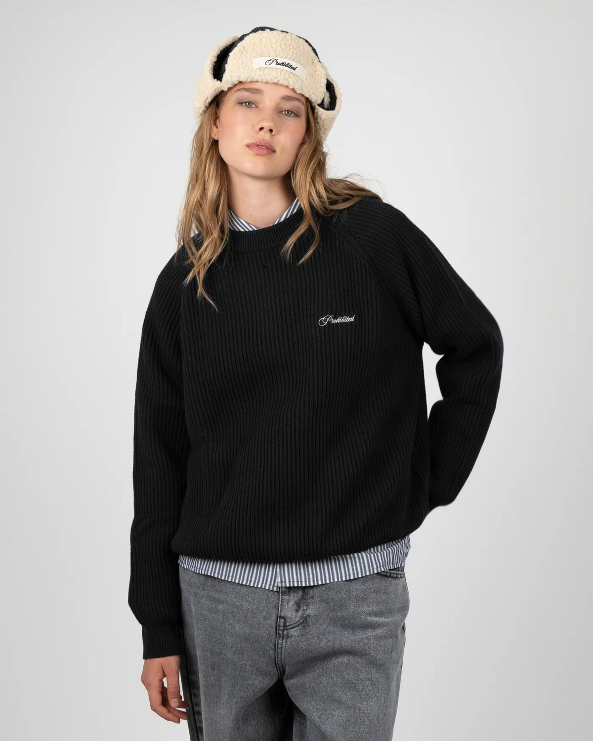 Prohibited Campus Knit Sweater Black