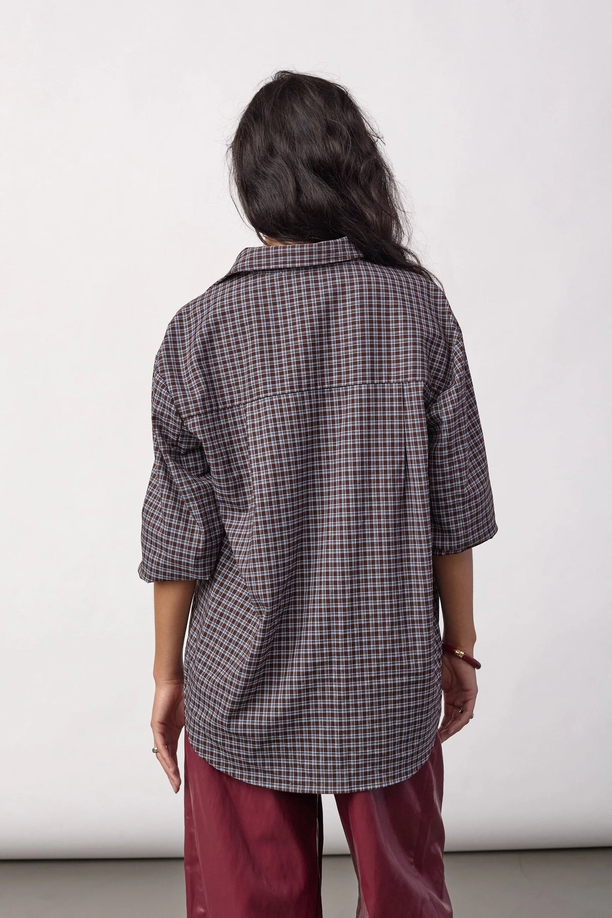 Co'Couture Odem Check Cuff Shirt Dark Brown