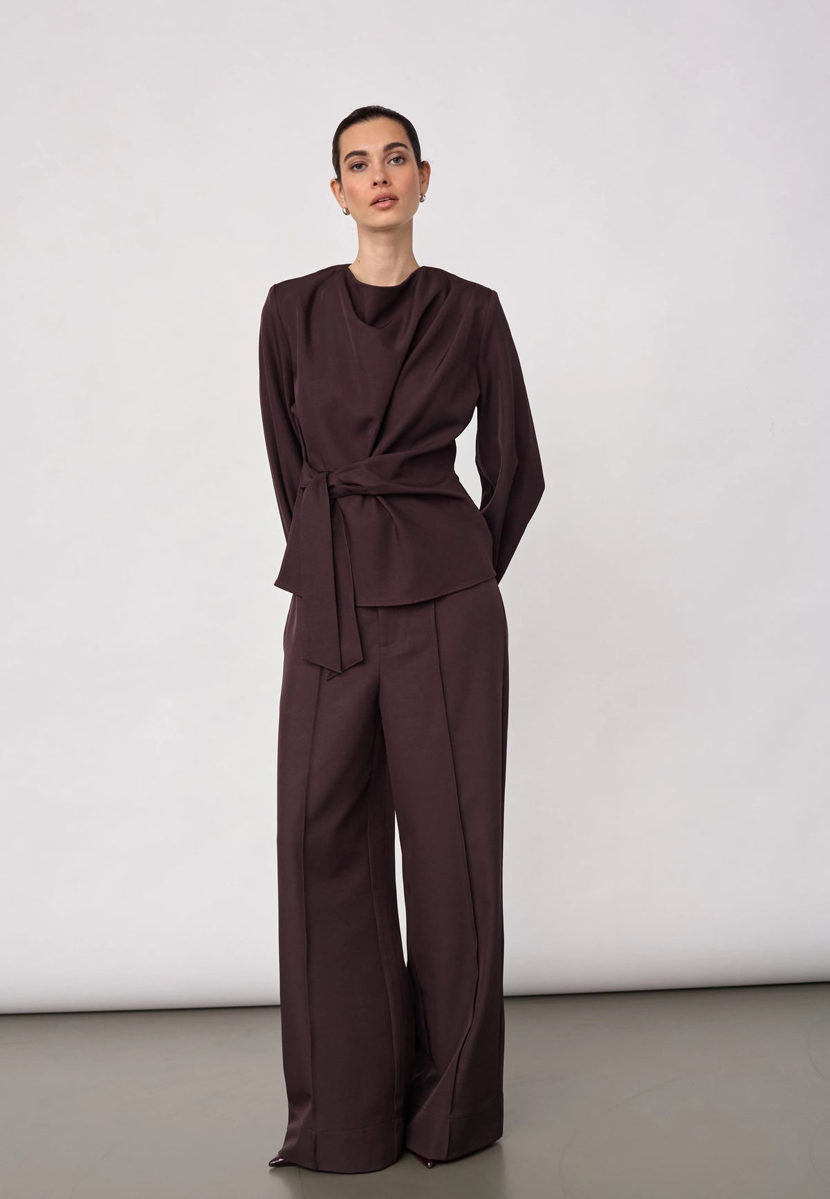 Co'Couture Luna Tie Blouse Bison