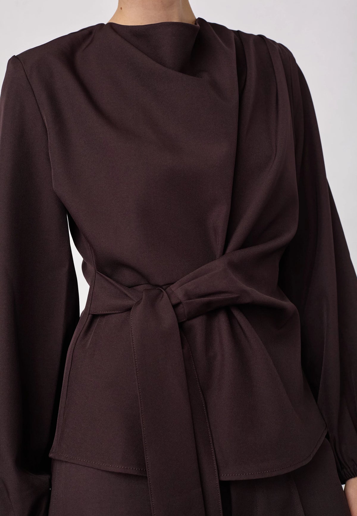 Co'Couture Luna Tie Blouse Bison