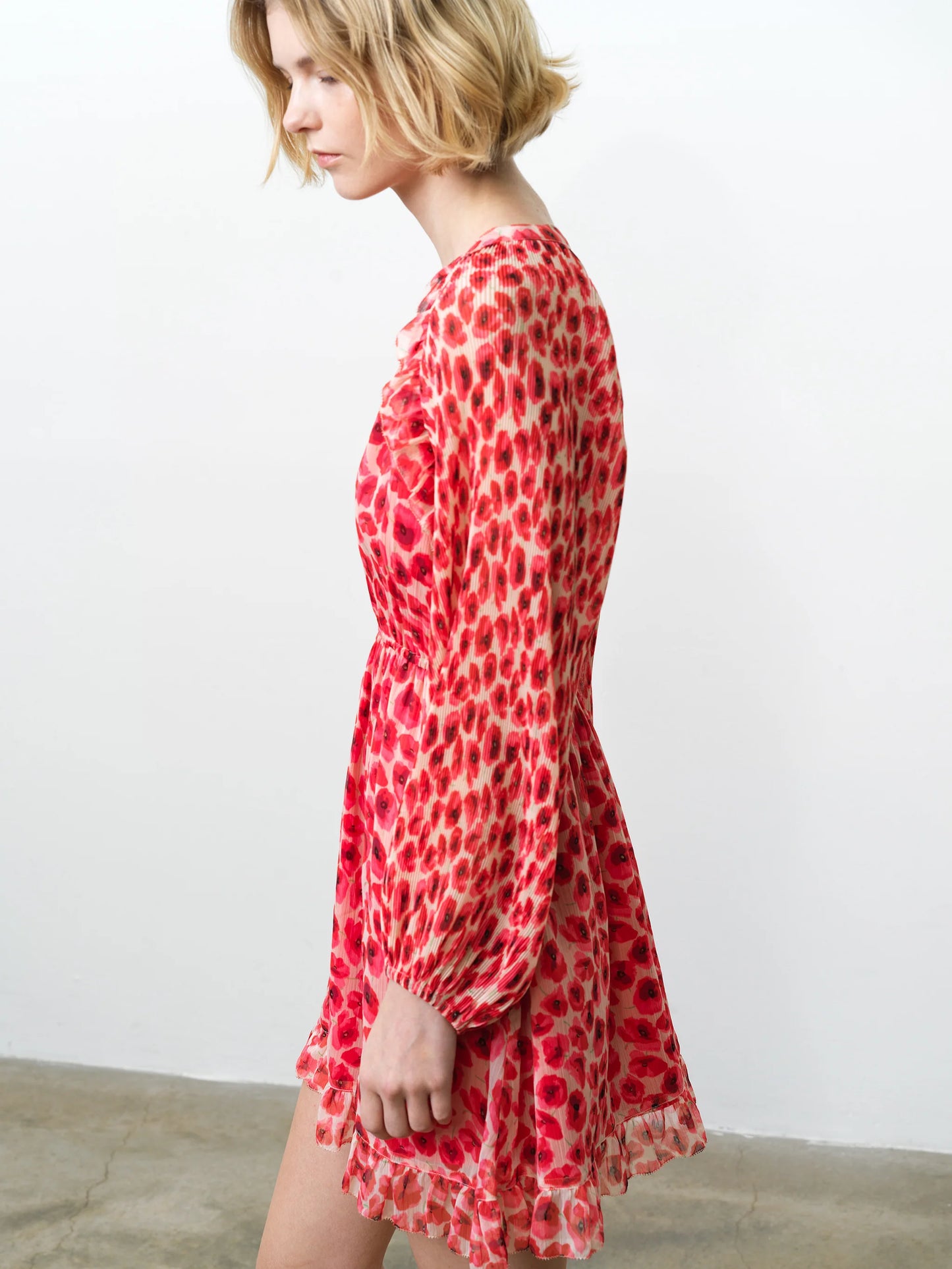 French Connection Poppy Emina Pleated Puff Sleeve Mini Dress - Mojo Independent Store