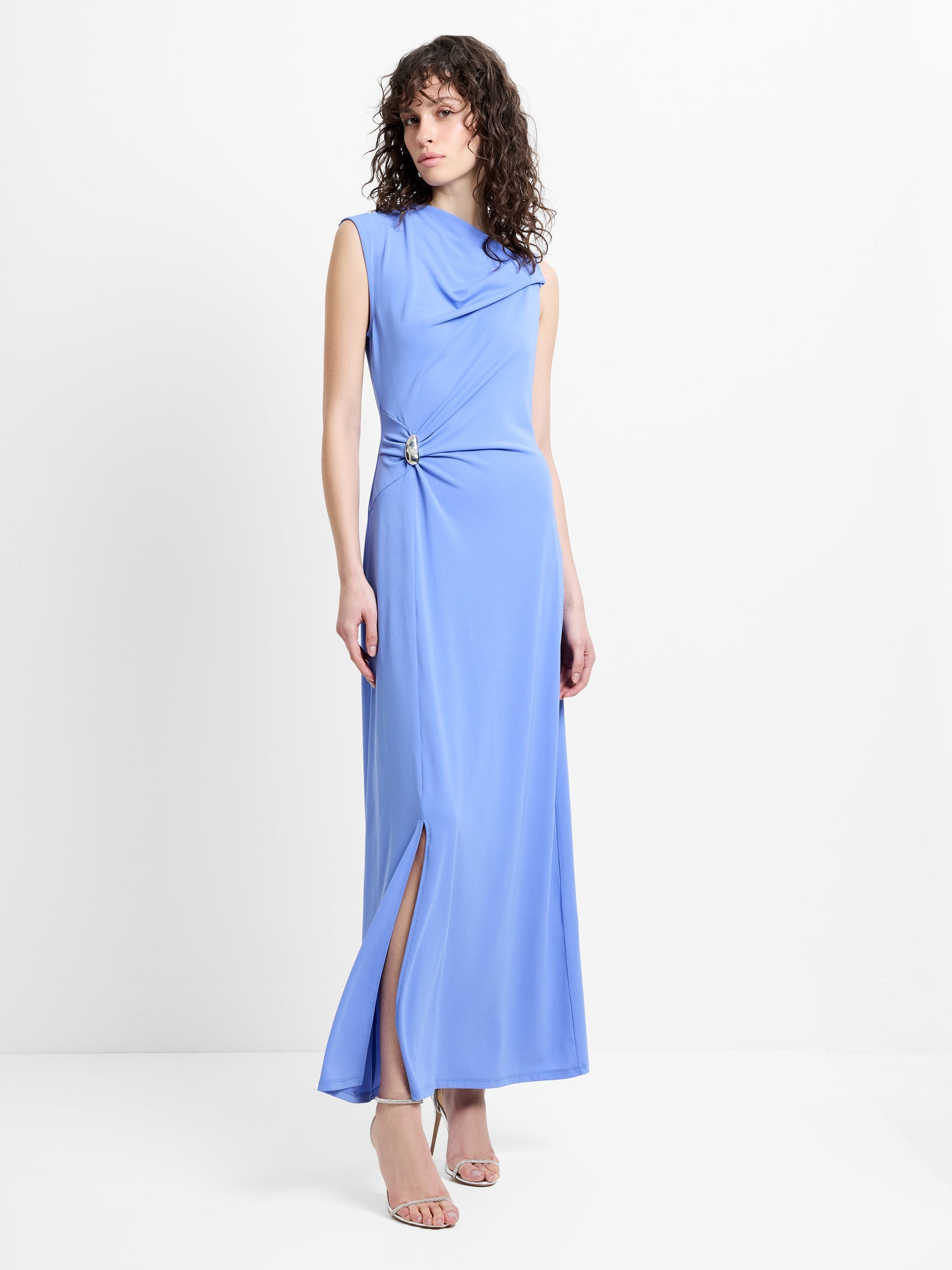 French Connection Pascha Jersey Draped Trim Maxi Dress Azure Blue - Mojo Independent Store