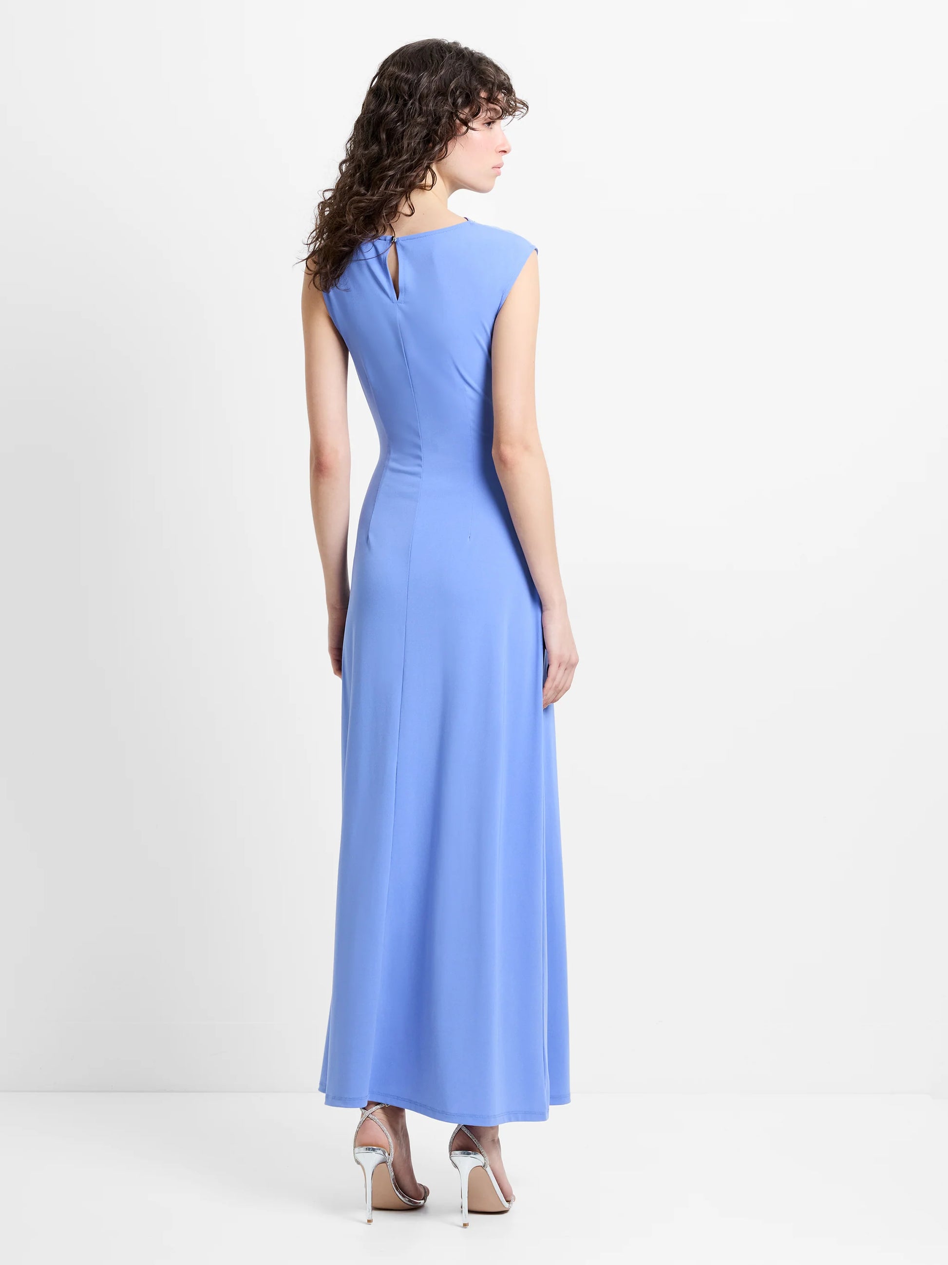 French Connection Pascha Jersey Draped Trim Maxi Dress Azure Blue - Mojo Independent Store