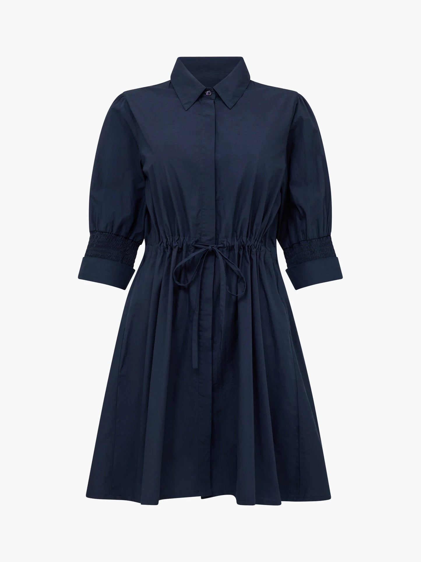 French Connection Cambria Cotton Cinched Waist Shirt Dress Navy - Mojo Independent Store
