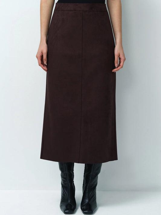 French Connection Laney Suedette Skirt Mocha Brown