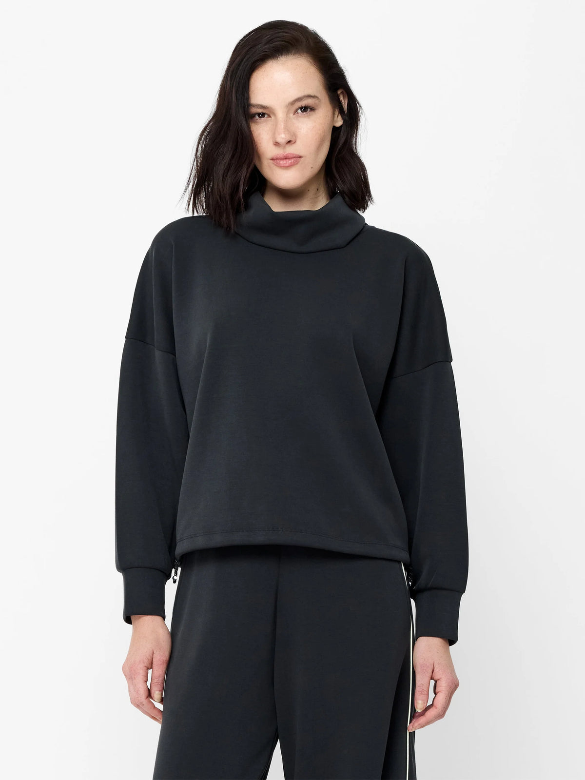 French Connection Wren Draped Funnel Neck Graphite Grey