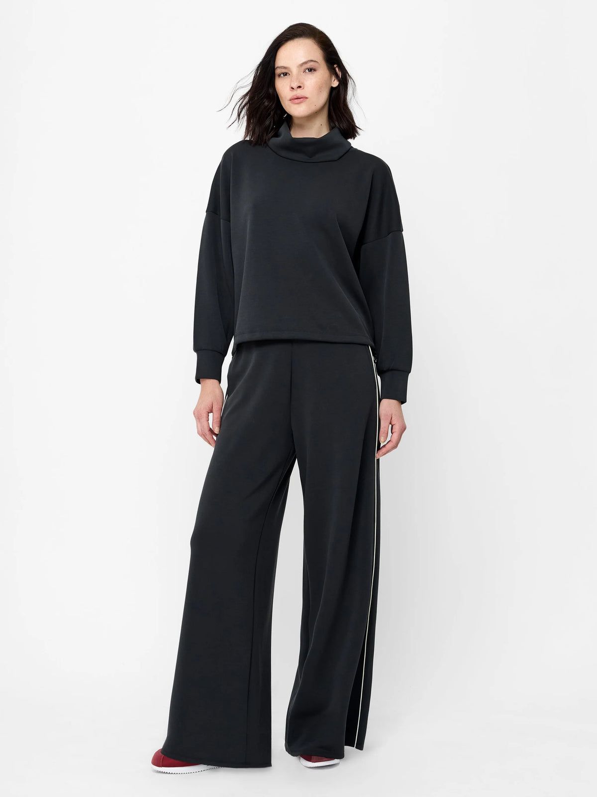 French Connection Wren Draped Funnel Neck Graphite Grey
