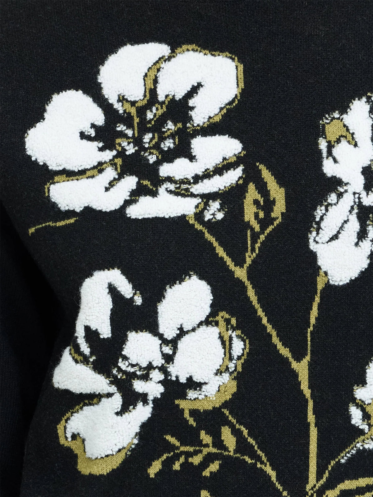 French Connection Oriana Floral Neck Jumper Blk/Khaki Grn Multi