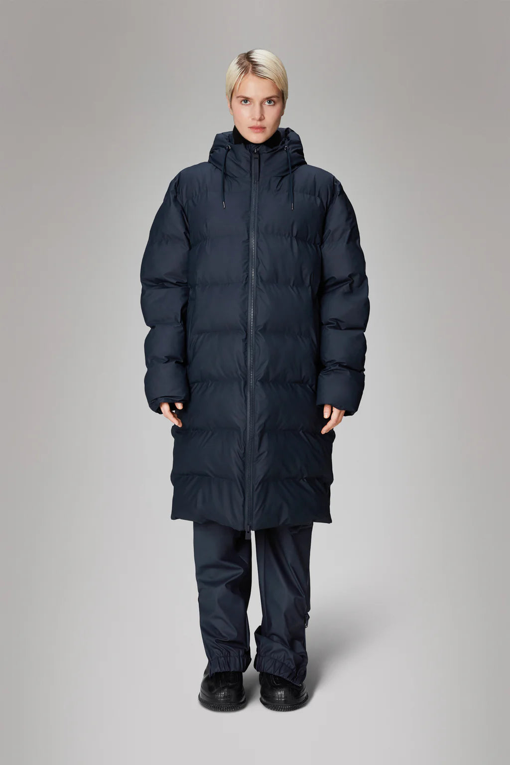 Rains Alta Longer Puffer Jacket Navy