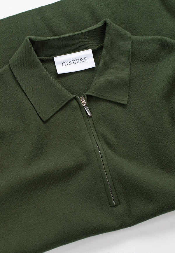Ciszere Colby Knitted Half Zip Duffel Green