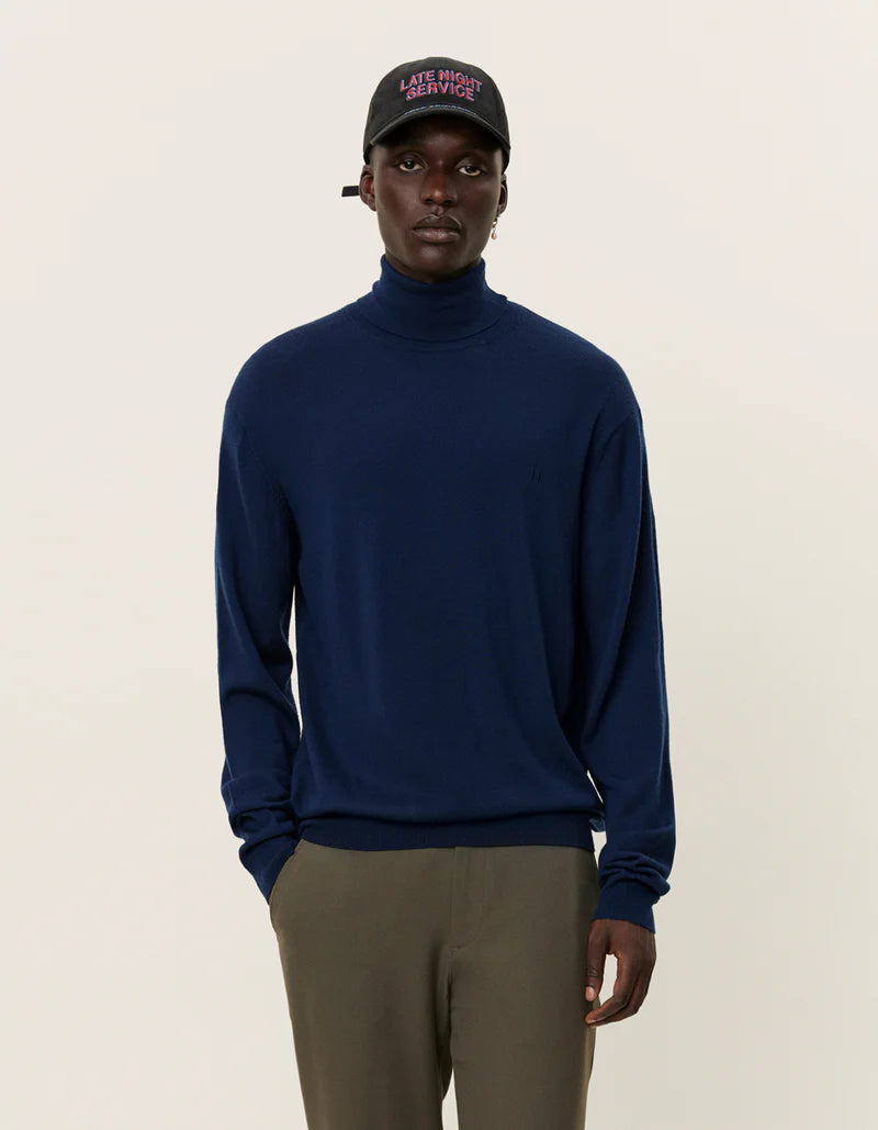 Les Deux Greyson Rollneck Merino Knit Dark Navy