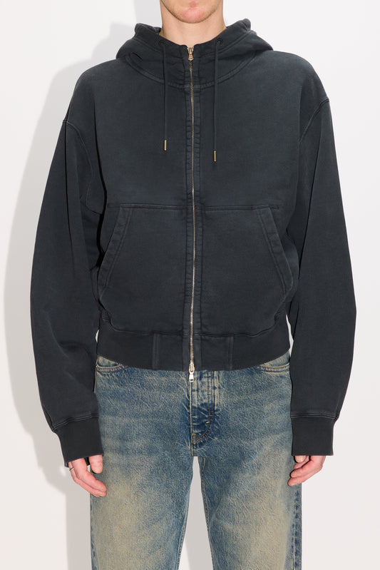 Hope Bubble Zip Hoodie Washed Black Jersey