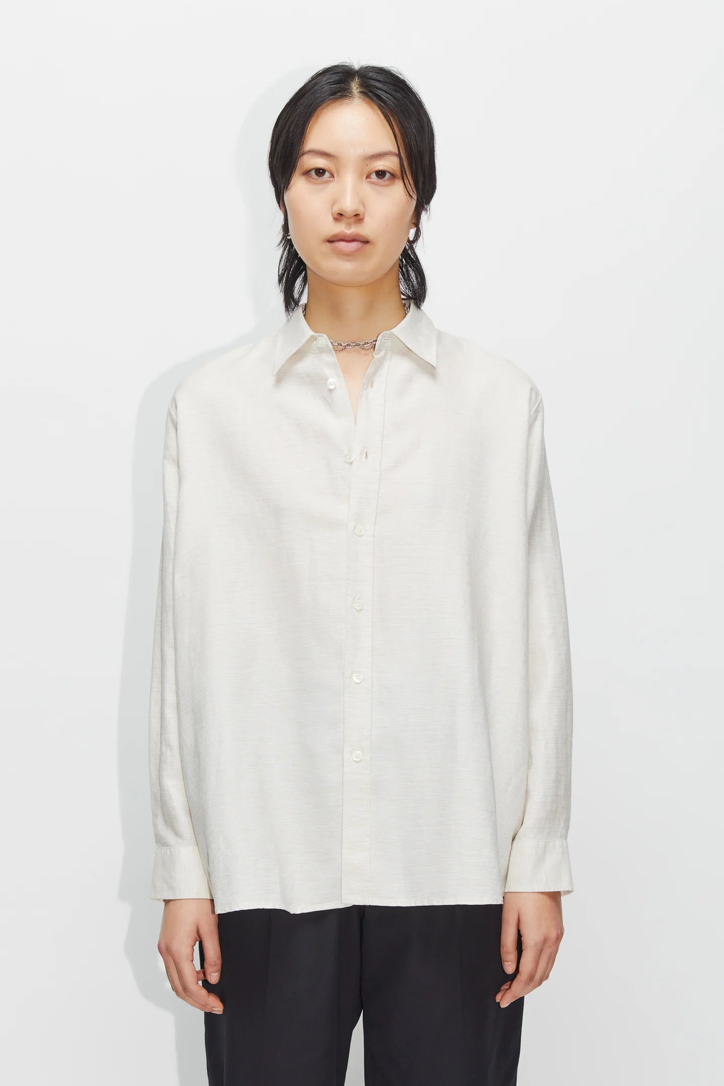 Hope Elma Edit Clean Shirt Light Beige Micro Stripe