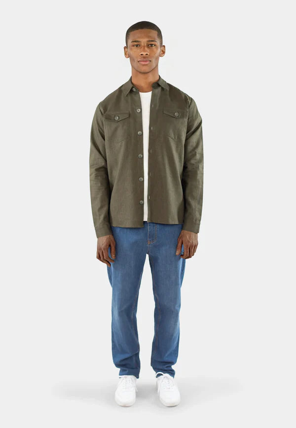 Ciszere Dani Linen Overshirt Dusty Sage Green