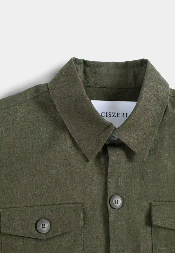 Ciszere Dani Linen Overshirt Dusty Sage Green