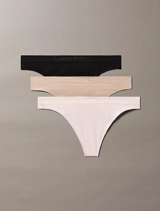 Calvin Klein 3 pack thong Black/Cedar/Eggshell