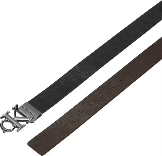 Calvin Klein Monogram Plaque Buck Belt 3.5 Black/Delicioso/Matte Gunmetal