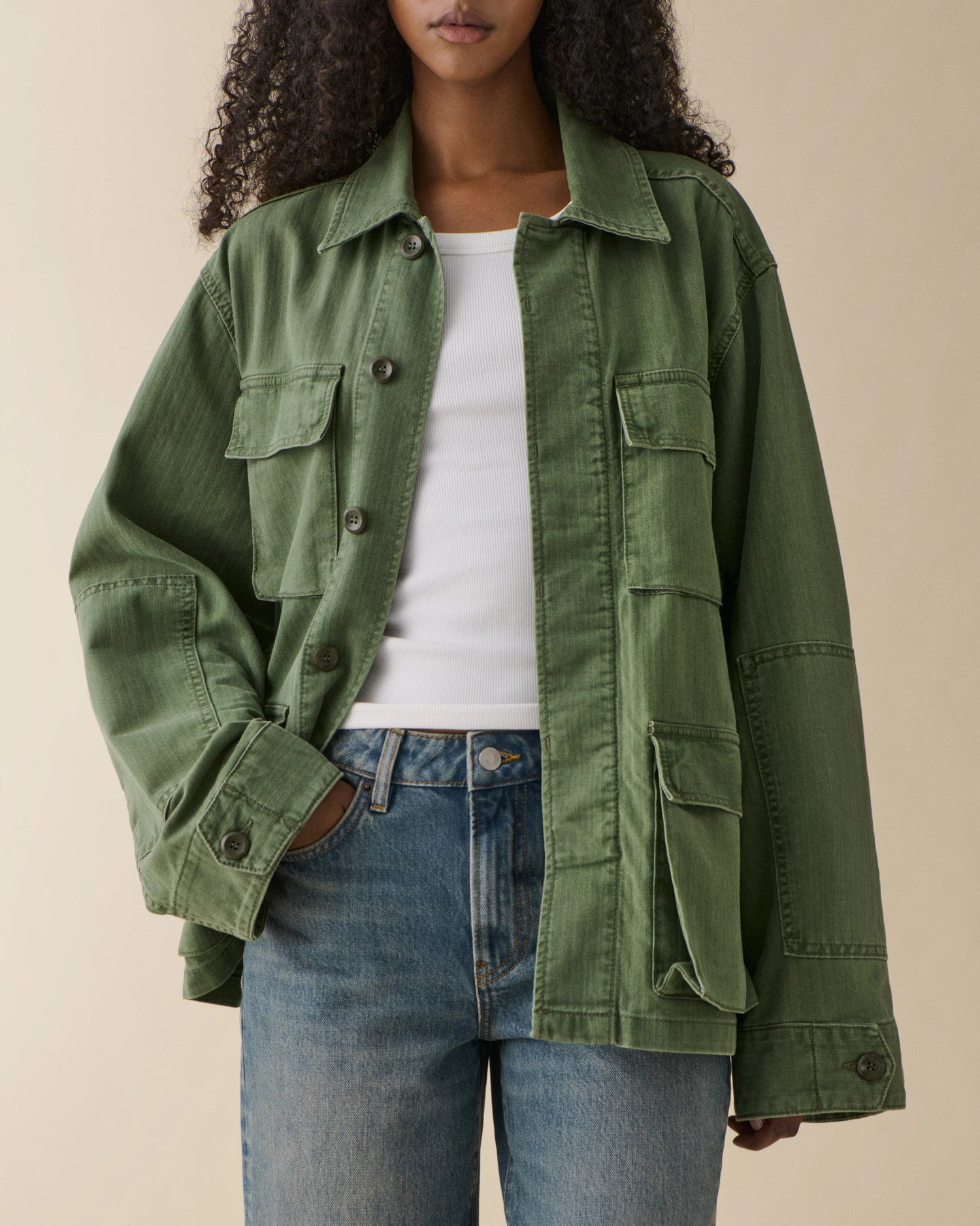 Jeanerica Lucy Jacket Chevron Green - Mojo Independent Store