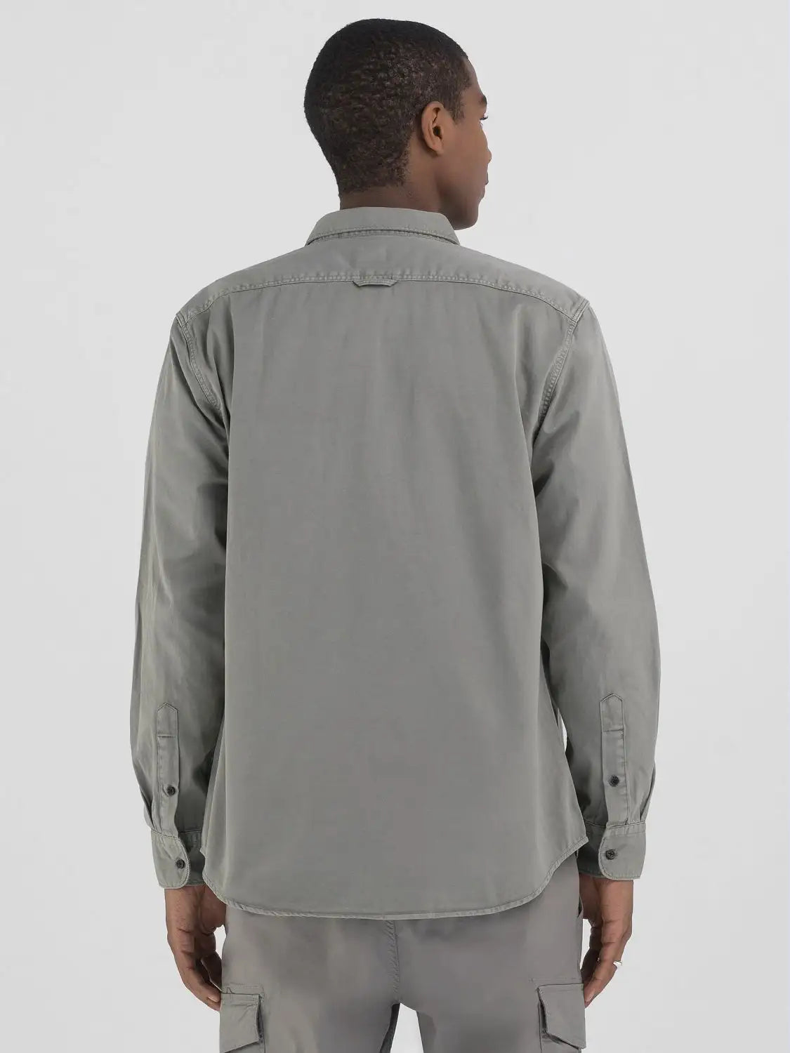 Replay Regular Fit Twill Shirt With Pocket Grey Military