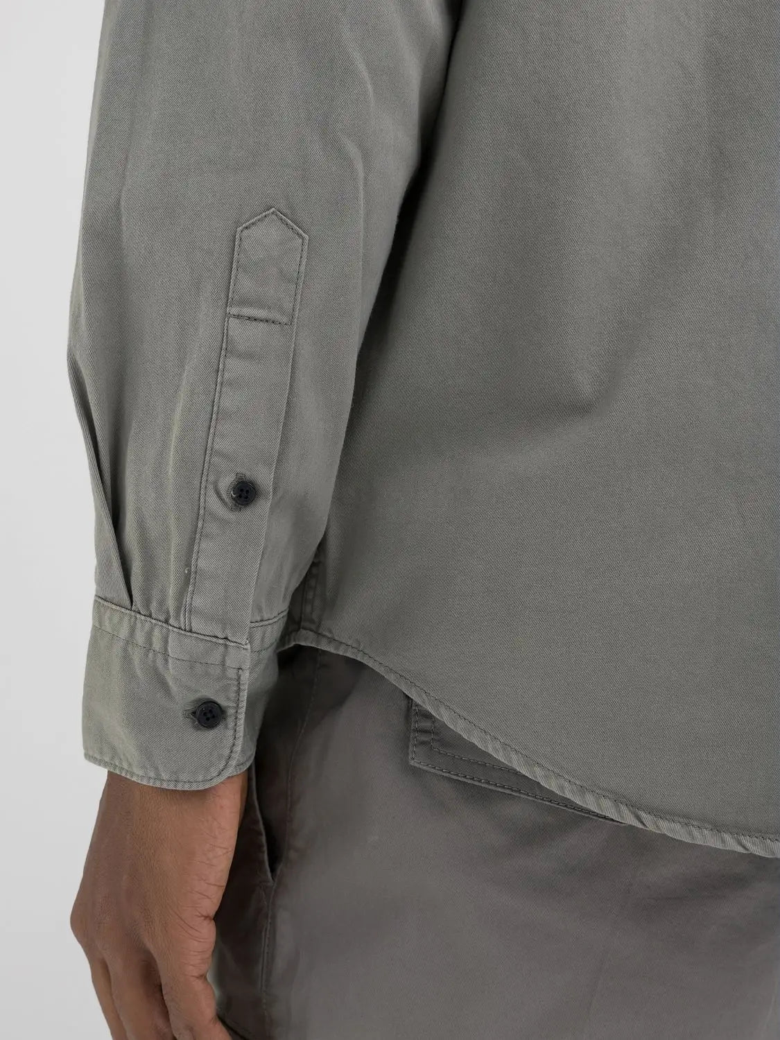 Replay Regular Fit Twill Shirt With Pocket Grey Military