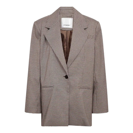 Co'Couture Mida Check Power Blazer Bone-Brown