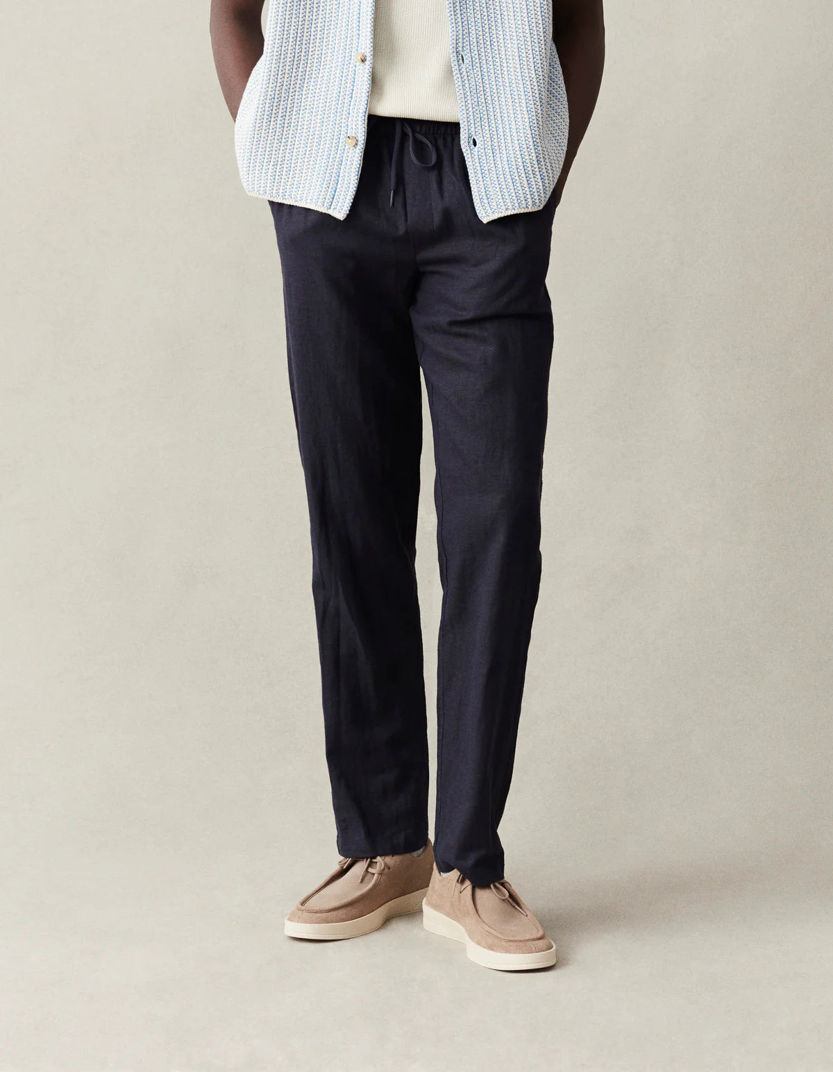 Les Deux Patrick Linen Pants Dark Navy