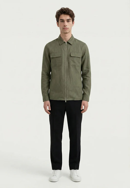 Ciszere Quincy Linen Overshirt Dusty Sage Green
