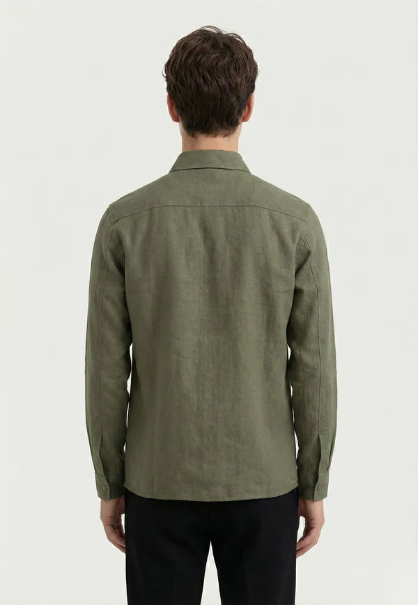 Ciszere Quincy Linen Overshirt Dusty Sage Green