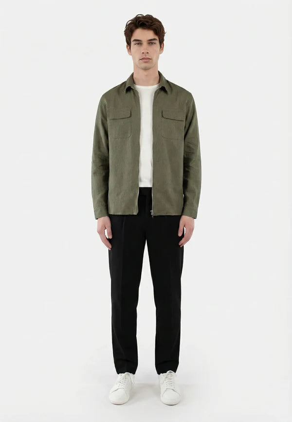 Ciszere Quincy Linen Overshirt Dusty Sage Green