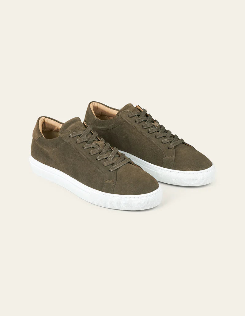 Les Deux Theodor Suede Sneaker Olive Night