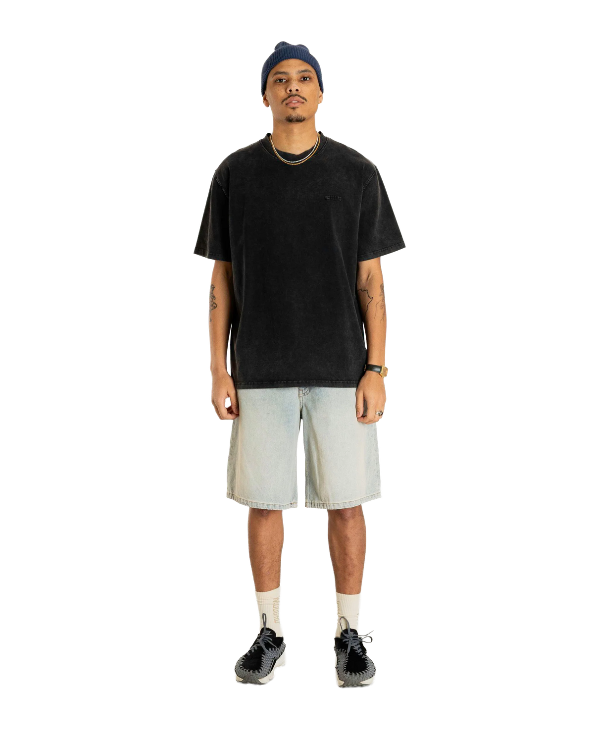 Woodbird Baine Washed Tee Washed Black
