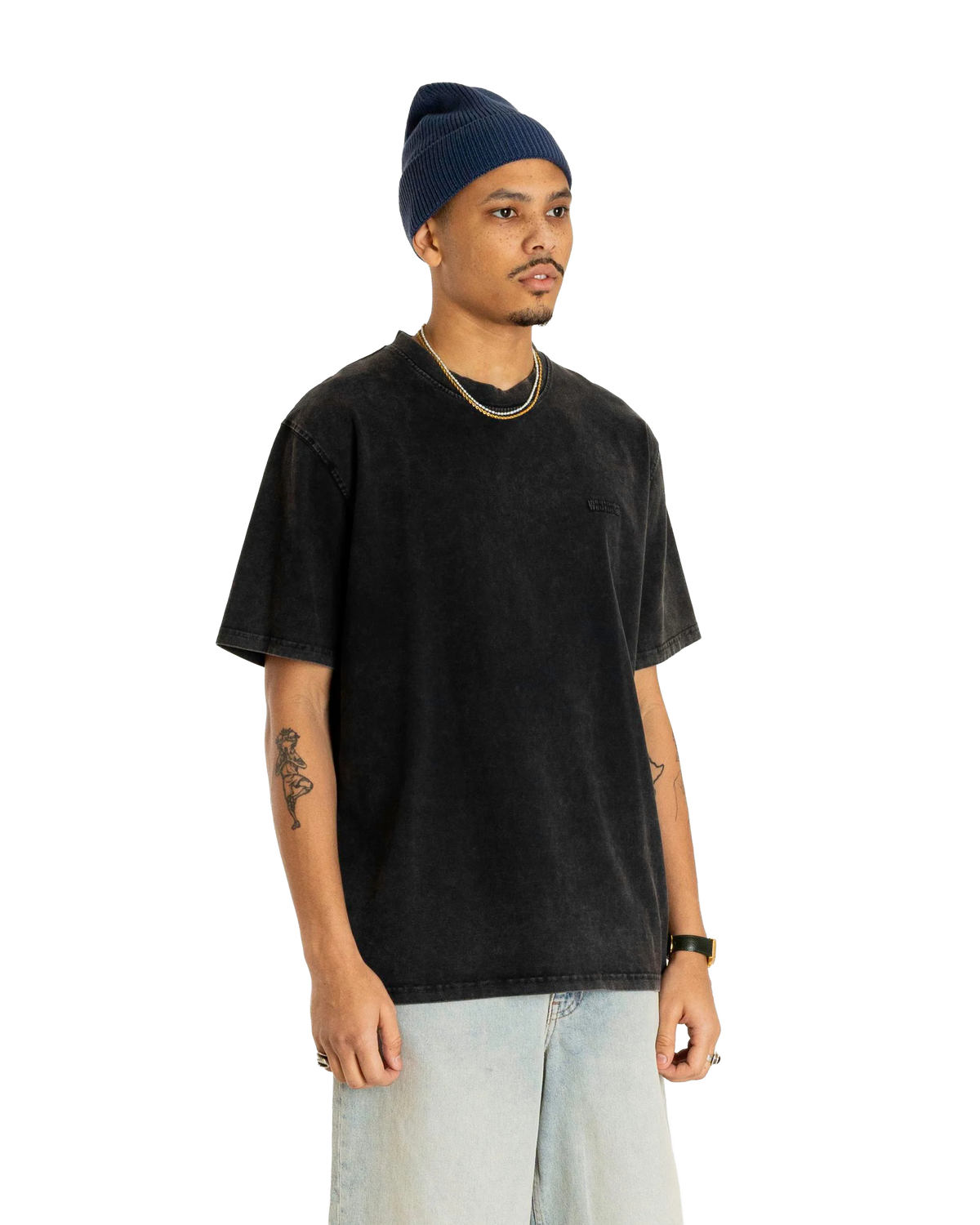 Woodbird Baine Washed Tee Washed Black