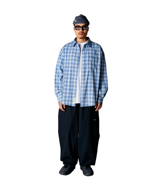 Woodbird Jong Dobby Check Shirt Light Blue - Mojo Independent Store