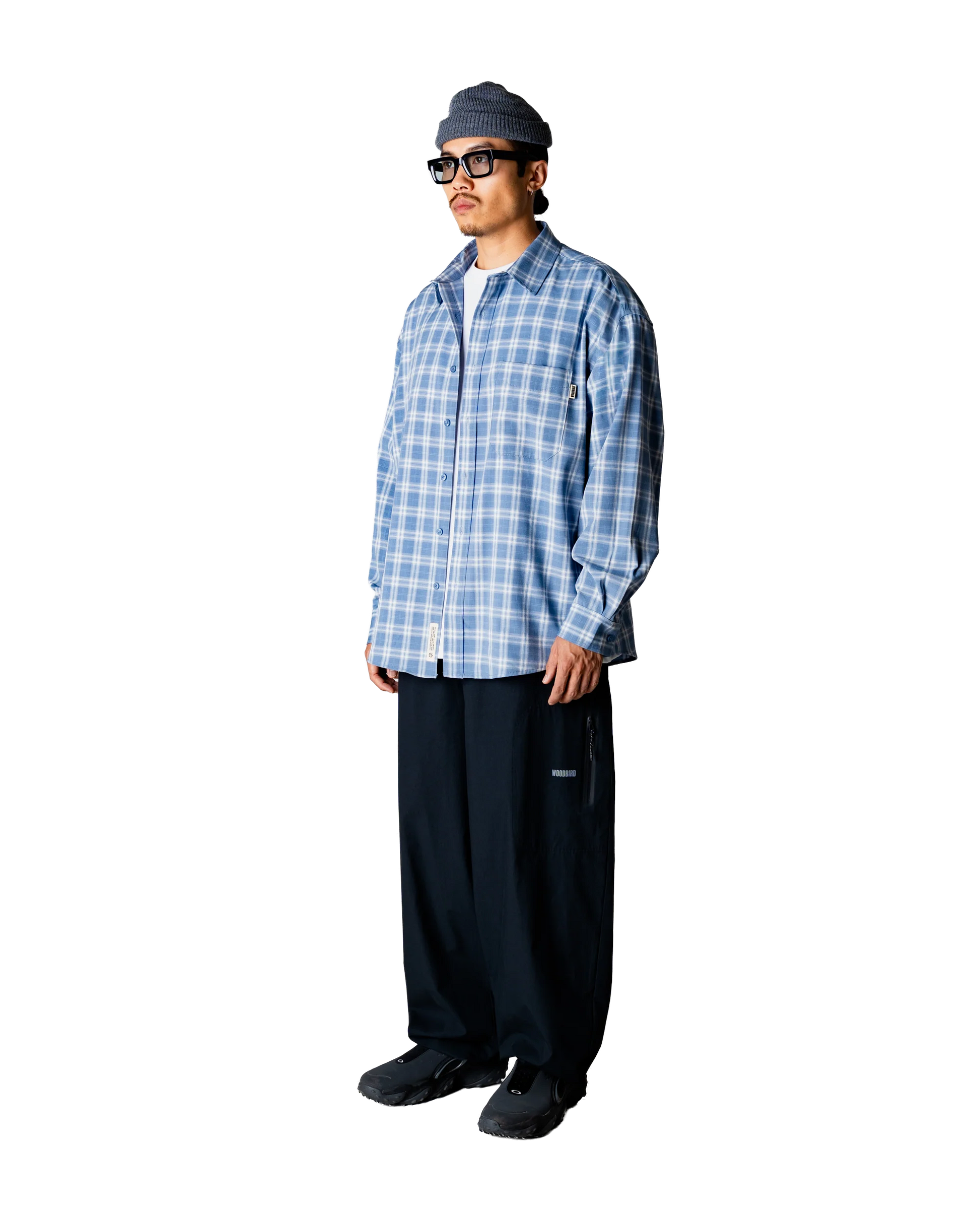 Woodbird Jong Dobby Check Shirt Light Blue - Mojo Independent Store