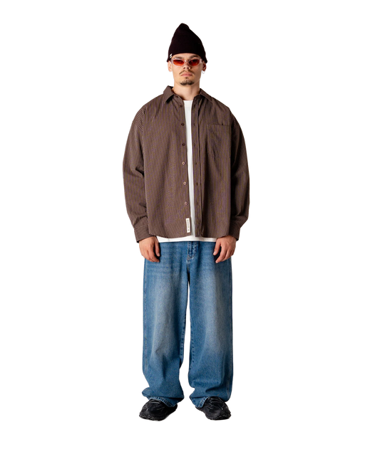 Woodbird Jong Stripe Shirt Brown