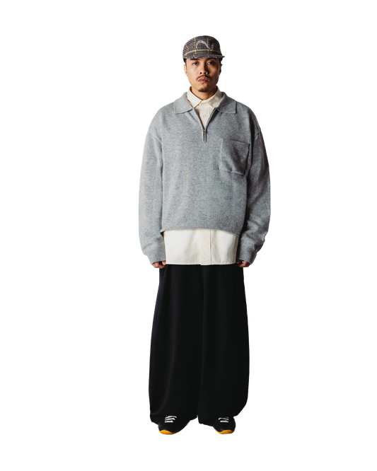 Woodbird Kang 1/2 Zip Polo Grey