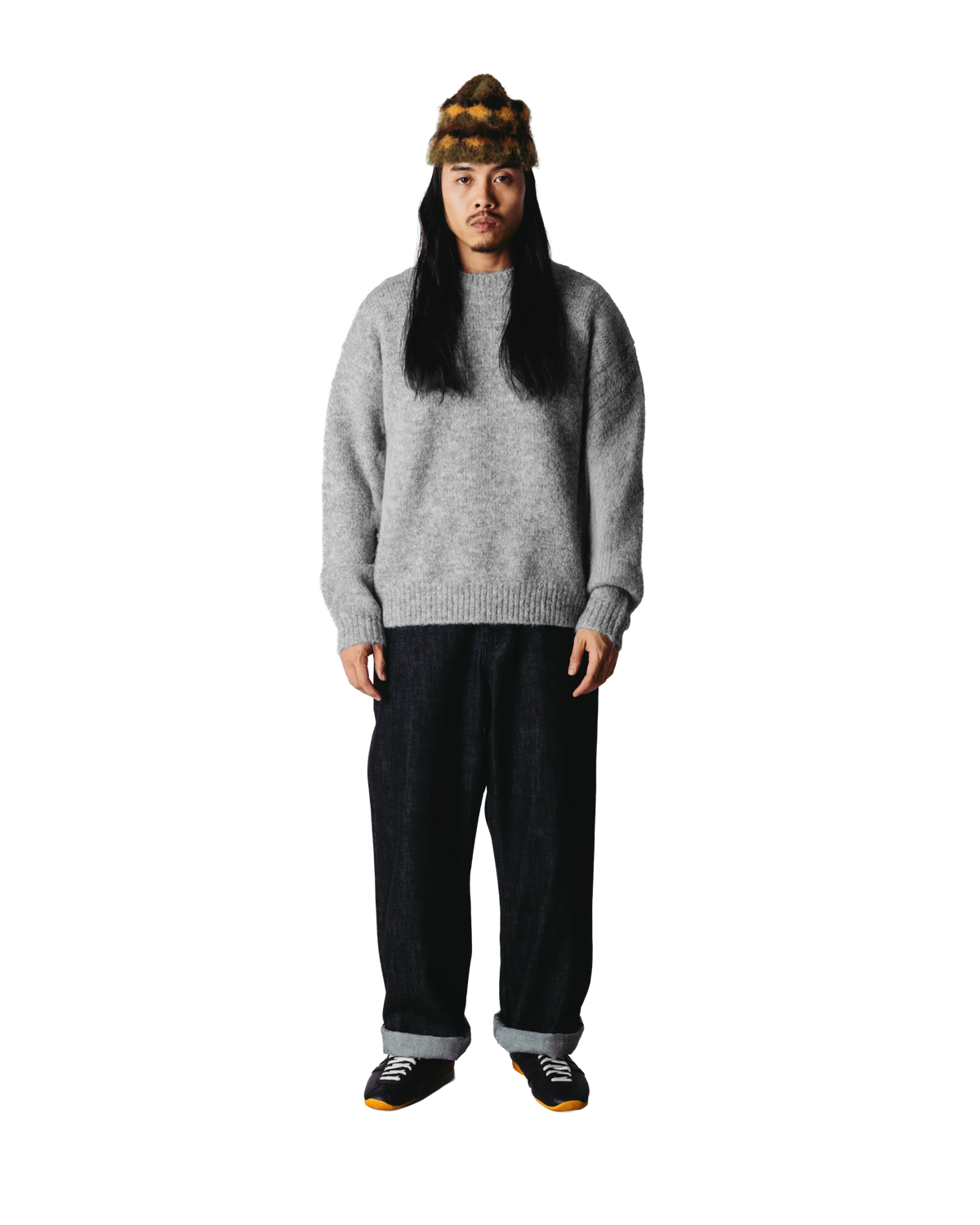 Wooodbird Kurt Mohairy Crew Dark Grey Melange