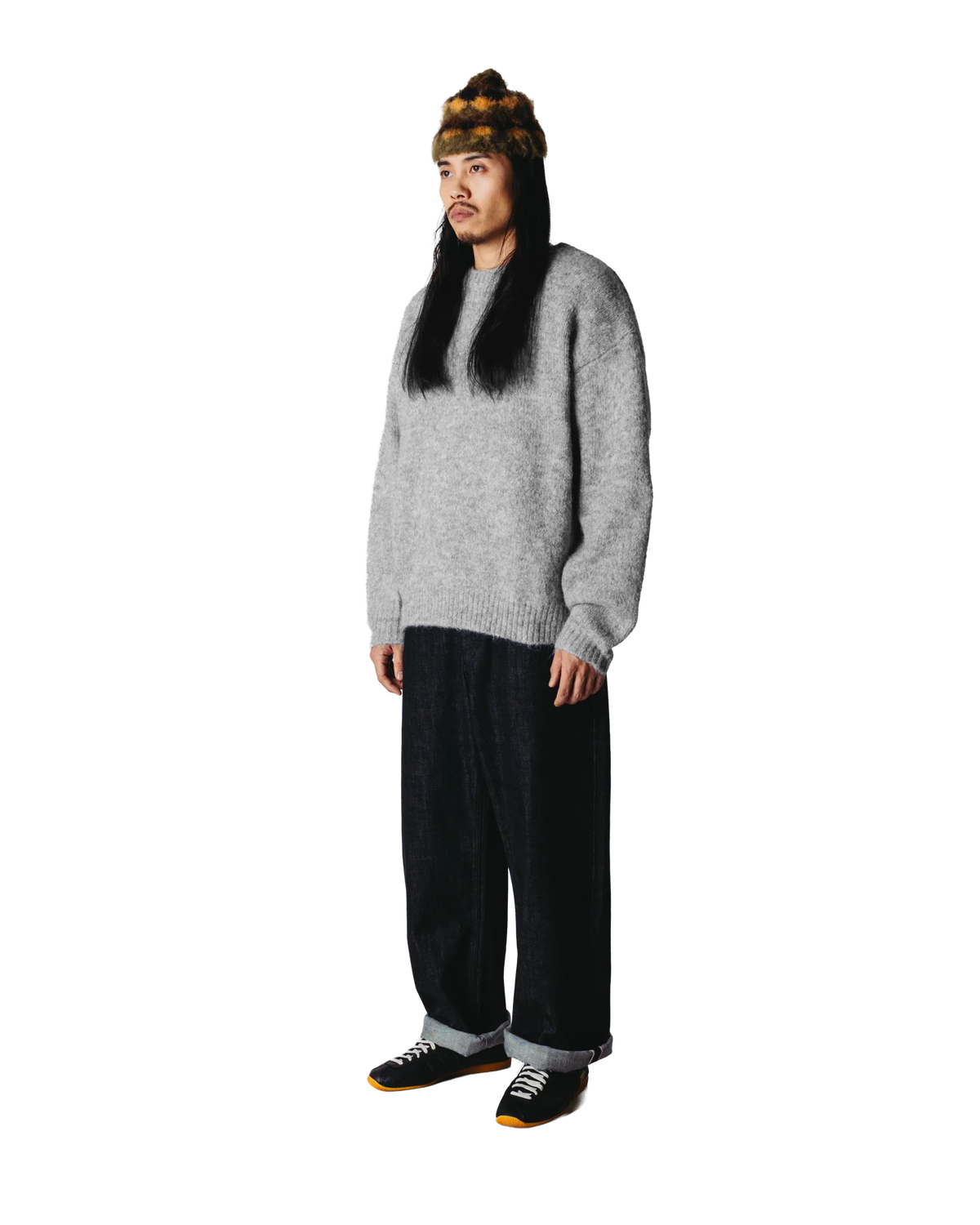Wooodbird Kurt Mohairy Crew Dark Grey Melange