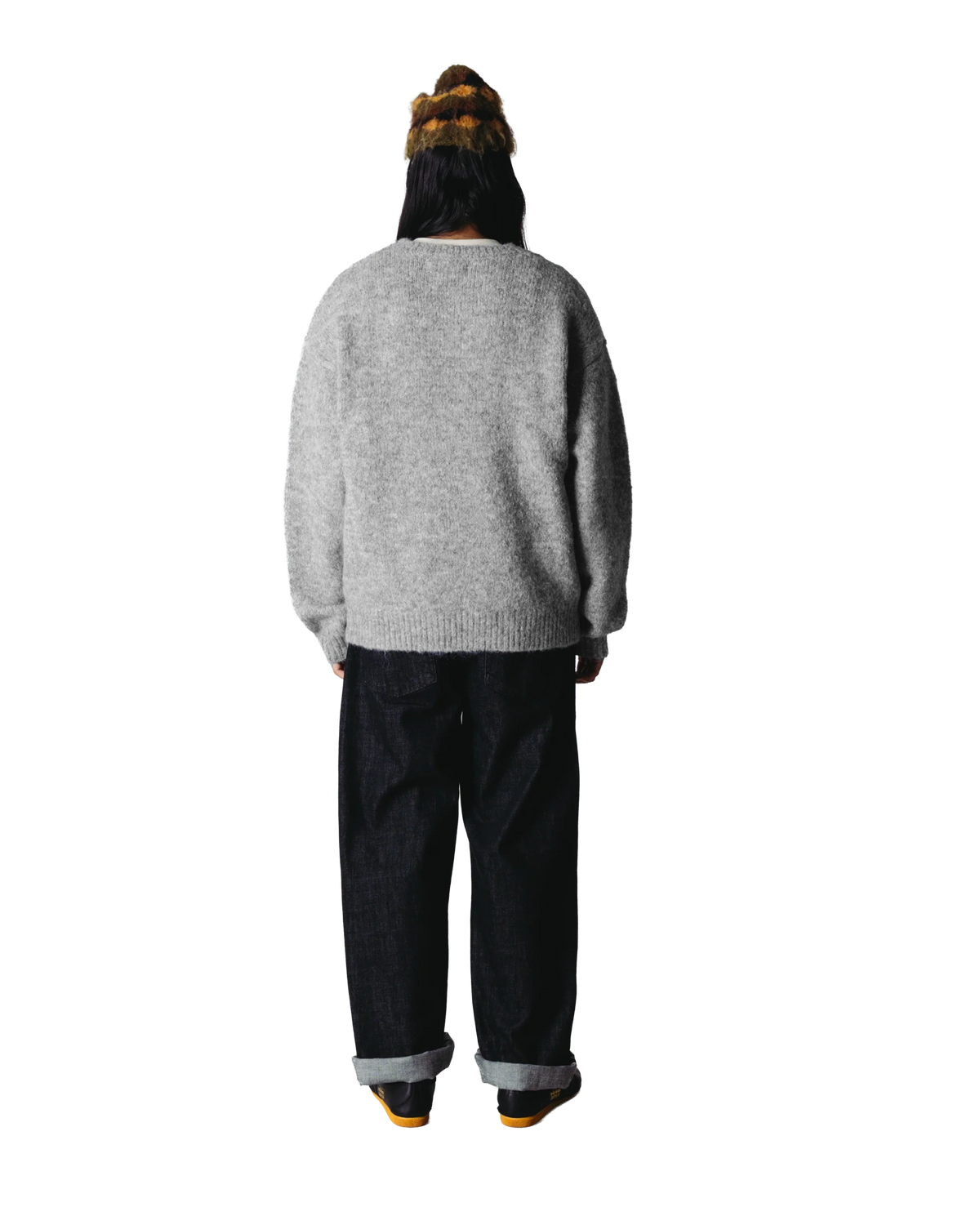 Wooodbird Kurt Mohairy Crew Dark Grey Melange
