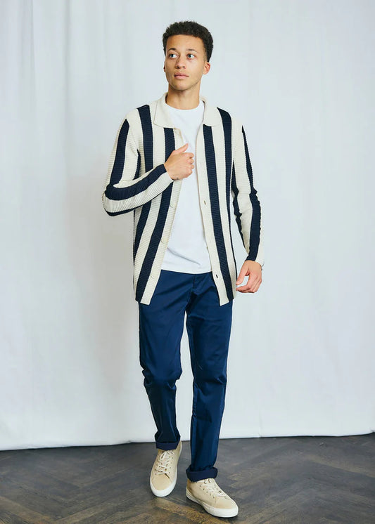 Bruun & Stengade Sito Regular Fit Knitwear Navy/White