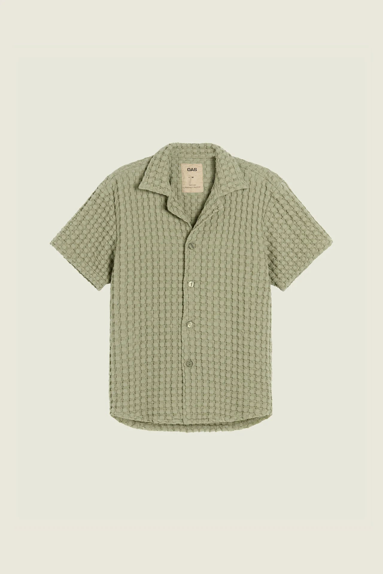 Oas Dusty Green Cuba Waffle Shirt