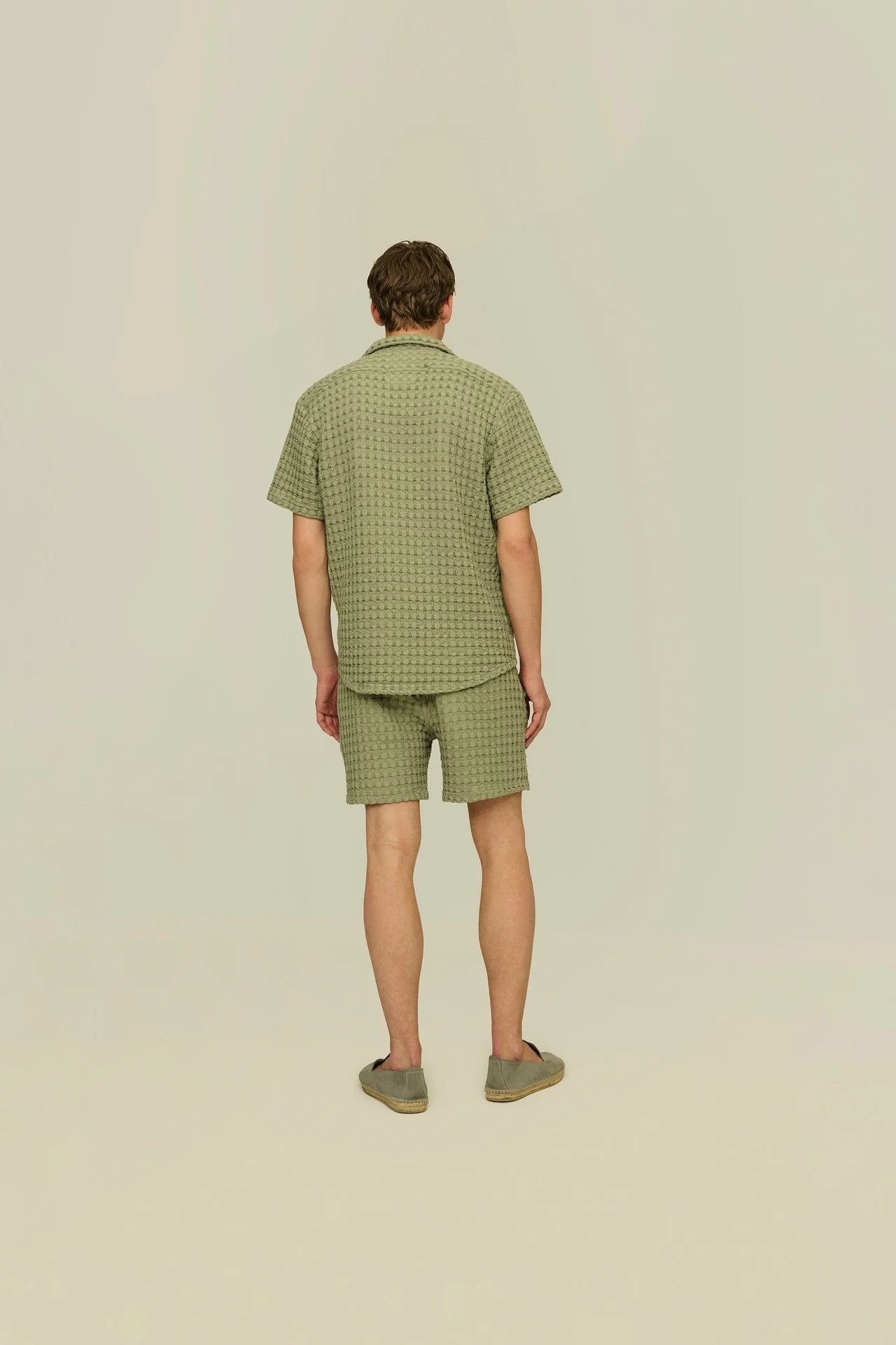 Oas Dusty Green Cuba Waffle Shirt