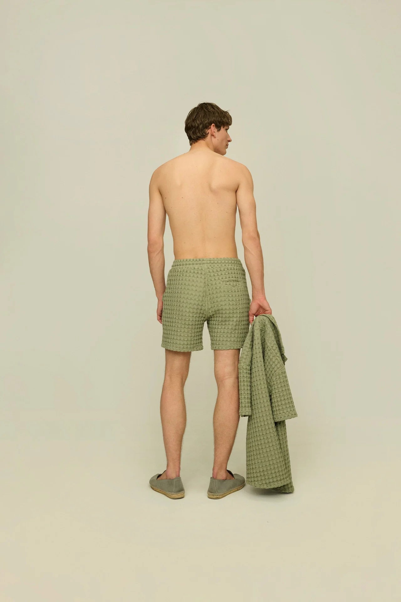 Oas Dusty Green Porto Waffle Shorts