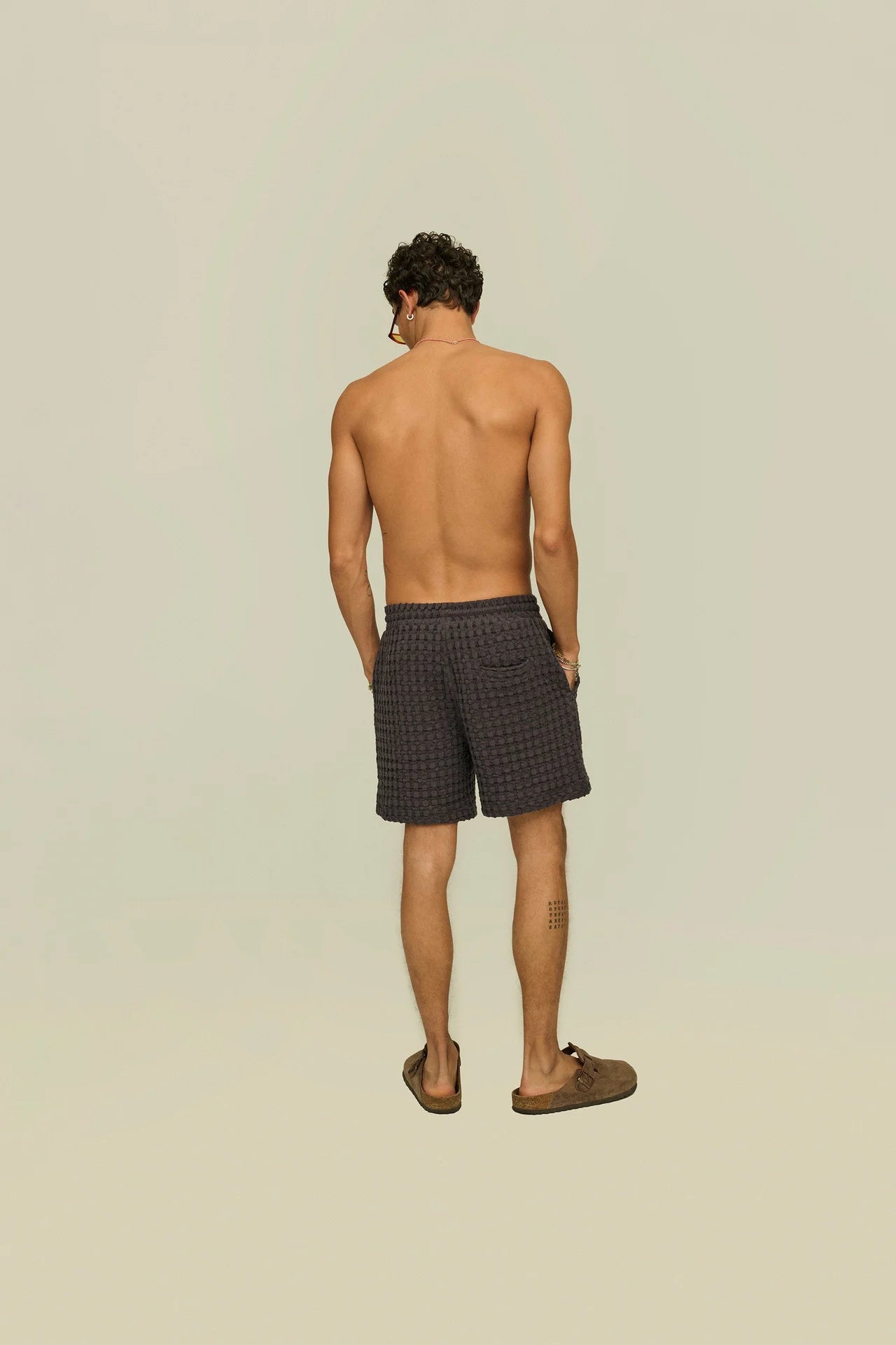 Oas Nearly Black Porto Waffle Shorts