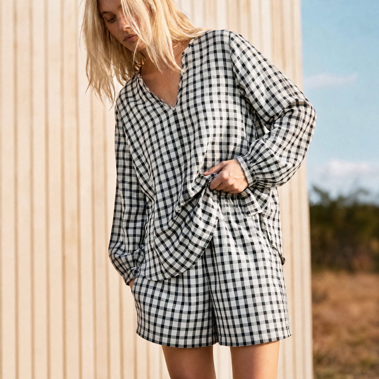 A Part of the Art Allure Shorts Black and White Check