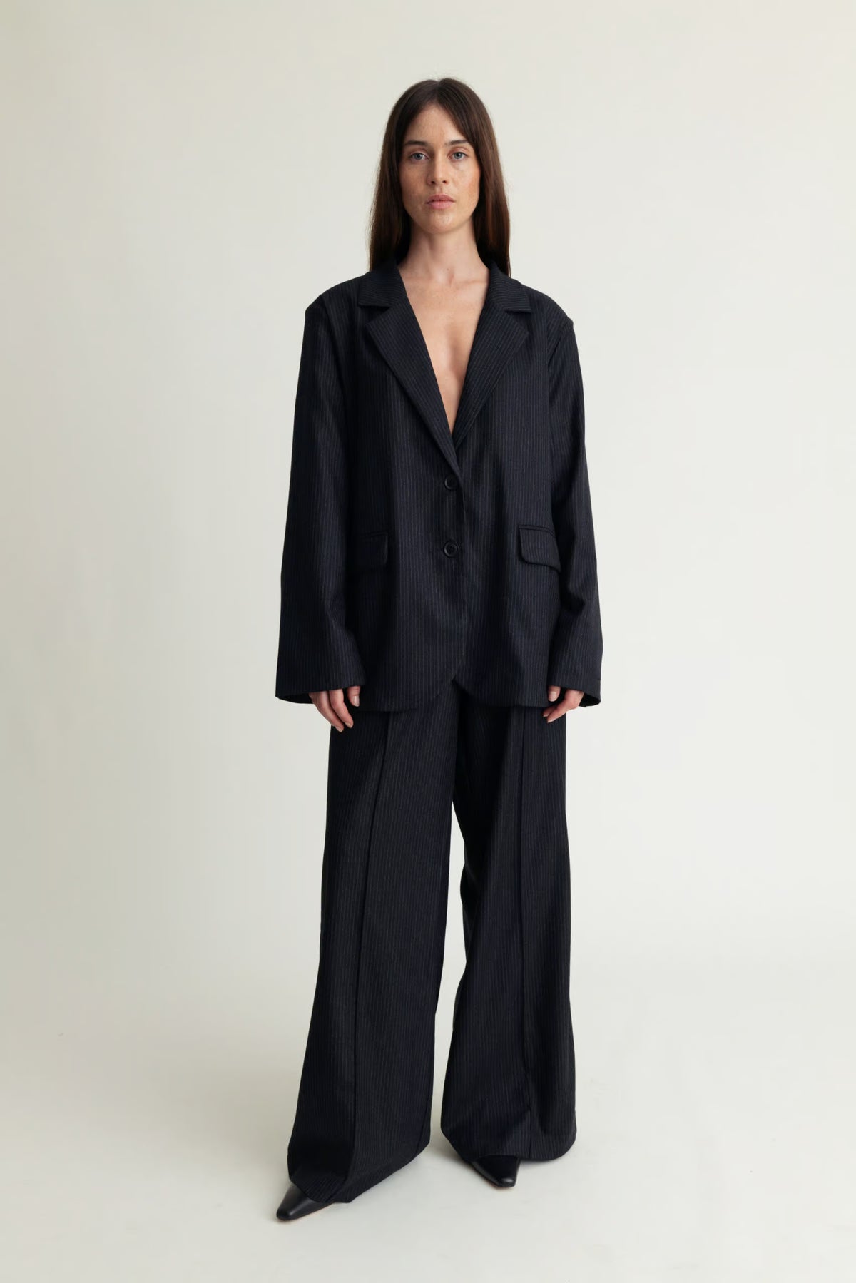 A Part Of The Art Dreamy Pants Charcole Pinstripe